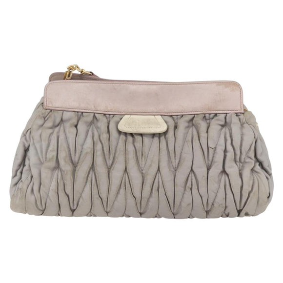 Miu Miu Matelasse Shoulder Bag Leather Gray Gold Auth 166328