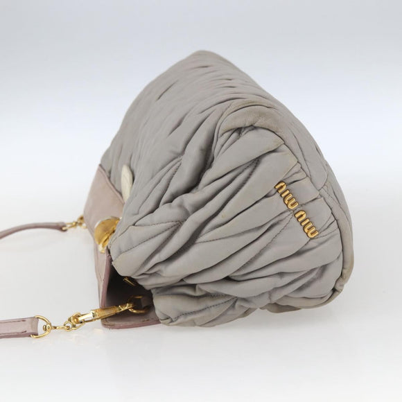 Miu Miu Matelasse Shoulder Bag Leather Gray Gold Auth 166328