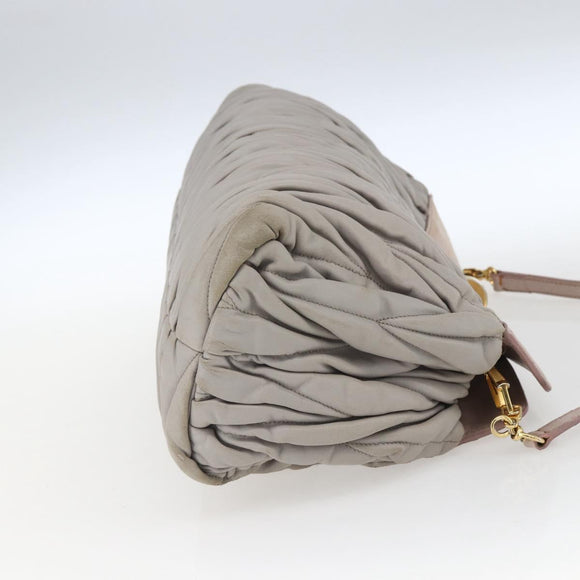 Miu Miu Matelasse Shoulder Bag Leather Gray Gold Auth 166328