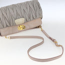 Miu Miu Matelasse Shoulder Bag Leather Gray Gold Auth 166328-7