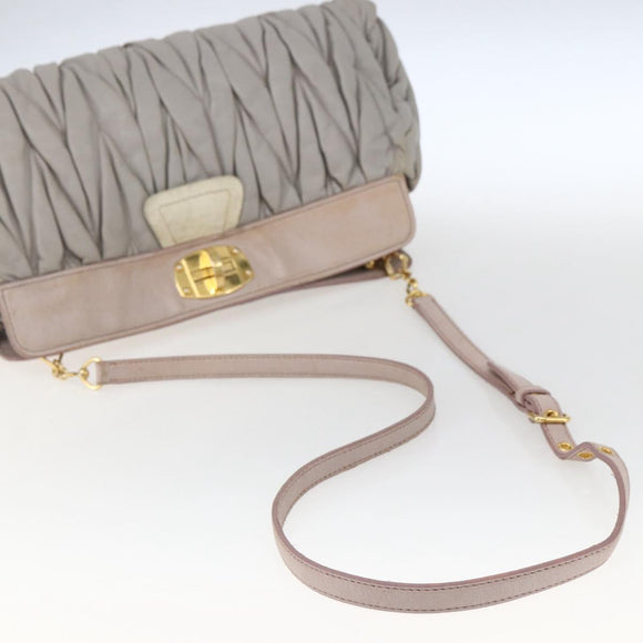 Miu Miu Matelasse Shoulder Bag Leather Gray Gold Auth 166328