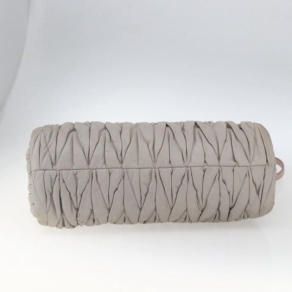 Miu Miu Matelasse Shoulder Bag Leather Gray Gold Auth 166328