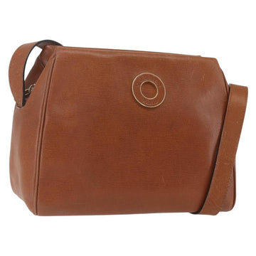 CELINE Circle Shoulder Bag Leather Brown Gold Auth 166332