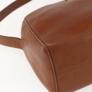 CELINE Circle Shoulder Bag Leather Brown Gold Auth 166332-14