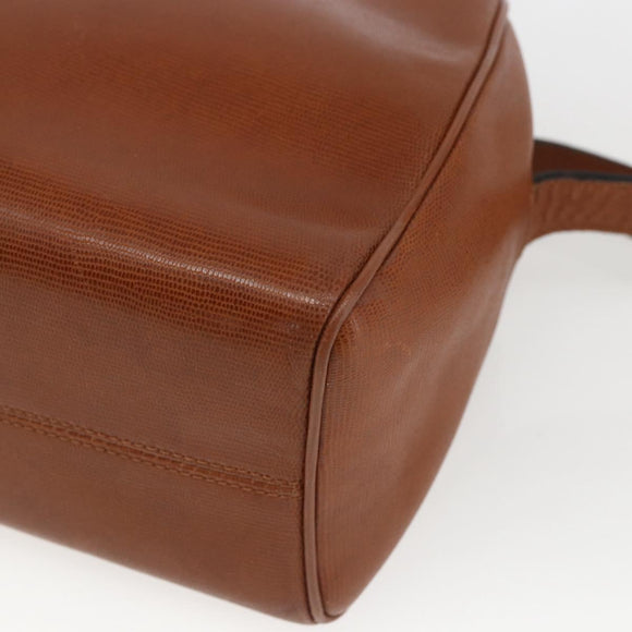 CELINE Circle Shoulder Bag Leather Brown Gold Auth 166332