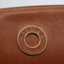 CELINE Circle Shoulder Bag Leather Brown Gold Auth 166332-17