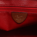 CELINE Circle Shoulder Bag Leather Brown Gold Auth 166332-12