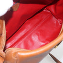 CELINE Circle Shoulder Bag Leather Brown Gold Auth 166332-11