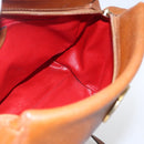 CELINE Circle Shoulder Bag Leather Brown Gold Auth 166332-19