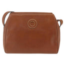 CELINE Circle Shoulder Bag Leather Brown Gold Auth 166332-13