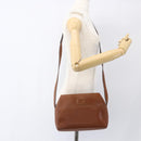 CELINE Circle Shoulder Bag Leather Brown Gold Auth 166332-22