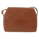 CELINE Circle Shoulder Bag Leather Brown Gold Auth 166332-2