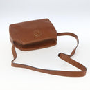 CELINE Circle Shoulder Bag Leather Brown Gold Auth 166332-7