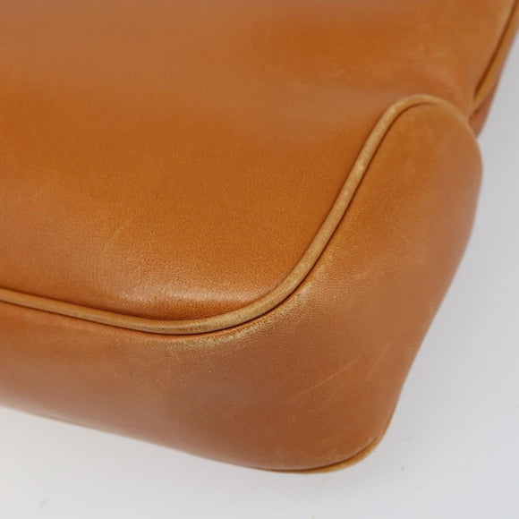 CELINE Shoulder Bag Leather Brown Gold Auth 166334
