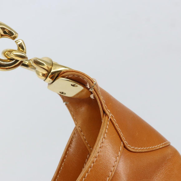 CELINE Shoulder Bag Leather Brown Gold Auth 166334