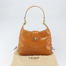 CELINE Shoulder Bag Leather Brown Gold Auth 166334-27