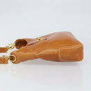 CELINE Shoulder Bag Leather Brown Gold Auth 166334-5