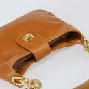 CELINE Shoulder Bag Leather Brown Gold Auth 166334-6