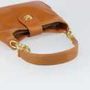 CELINE Shoulder Bag Leather Brown Gold Auth 166334-7