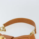 CELINE Shoulder Bag Leather Brown Gold Auth 166334-8