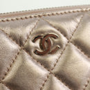 CHANEL Matelasse Pouch Lamb Skin Pink Silver CC Auth 166350SAM-12