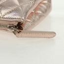 CHANEL Matelasse Pouch Lamb Skin Pink Silver CC Auth 166350SAM-13