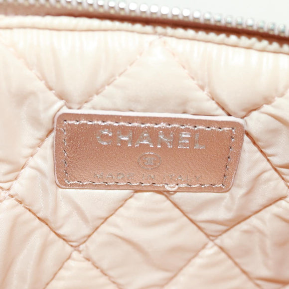 CHANEL Matelasse Pouch Lamb Skin Pink Silver CC Auth 166350SAM