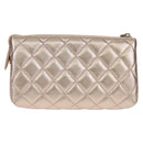 CHANEL Matelasse Pouch Lamb Skin Pink Silver CC Auth 166350SAM-3