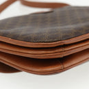 CELINE Macadam Canvas Shoulder Bag PVC Leather Brown Gold Auth 166352-13