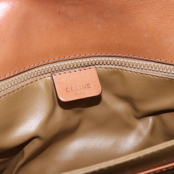 CELINE Macadam Canvas Shoulder Bag PVC Leather Brown Gold Auth 166352