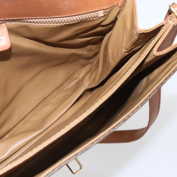 CELINE Macadam Canvas Shoulder Bag PVC Leather Brown Gold Auth 166352