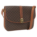 CELINE Macadam Canvas Shoulder Bag PVC Leather Brown Gold Auth 166352-1