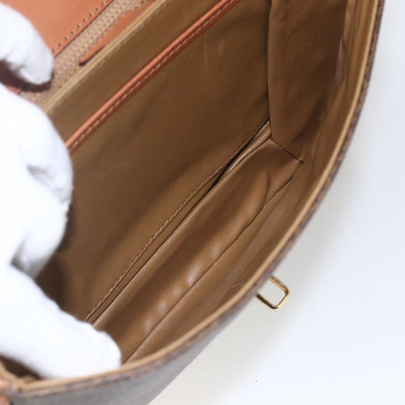 CELINE Macadam Canvas Shoulder Bag PVC Leather Brown Gold Auth 166352