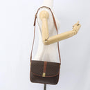 CELINE Macadam Canvas Shoulder Bag PVC Leather Brown Gold Auth 166352-25