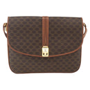 CELINE Macadam Canvas Shoulder Bag PVC Leather Brown Gold Auth 166352-2