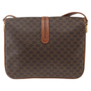 CELINE Macadam Canvas Shoulder Bag PVC Leather Brown Gold Auth 166352-3