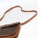 CELINE Macadam Canvas Shoulder Bag PVC Leather Brown Gold Auth 166352-8