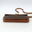 CELINE Macadam Canvas Shoulder Bag PVC Leather Brown Gold Auth 166352-9