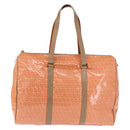 FENDI Zucchino Canvas Boston Bag Orange Gold Auth 166353-13