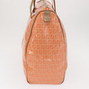 FENDI Zucchino Canvas Boston Bag Orange Gold Auth 166353-3