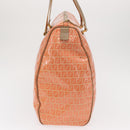 FENDI Zucchino Canvas Boston Bag Orange Gold Auth 166353-4