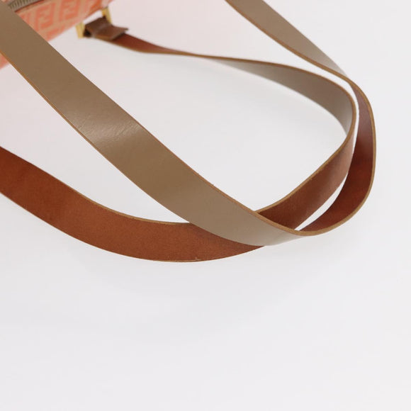 FENDI Zucchino Canvas Boston Bag Orange Gold Auth 166353