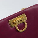 Salvatore Ferragamo Chain Gancini Shoulder Bag Leather Purple Gold Auth 166354-17