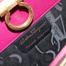 Salvatore Ferragamo Chain Gancini Shoulder Bag Leather Purple Gold Auth 166354-12