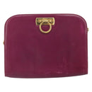 Salvatore Ferragamo Chain Gancini Shoulder Bag Leather Purple Gold Auth 166354-13