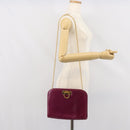Salvatore Ferragamo Chain Gancini Shoulder Bag Leather Purple Gold Auth 166354-22