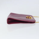 Salvatore Ferragamo Chain Gancini Shoulder Bag Leather Purple Gold Auth 166354-3
