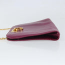 Salvatore Ferragamo Chain Gancini Shoulder Bag Leather Purple Gold Auth 166354-4
