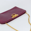 Salvatore Ferragamo Chain Gancini Shoulder Bag Leather Purple Gold Auth 166354-6