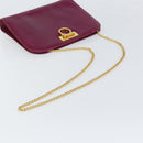 Salvatore Ferragamo Chain Gancini Shoulder Bag Leather Purple Gold Auth 166354-7